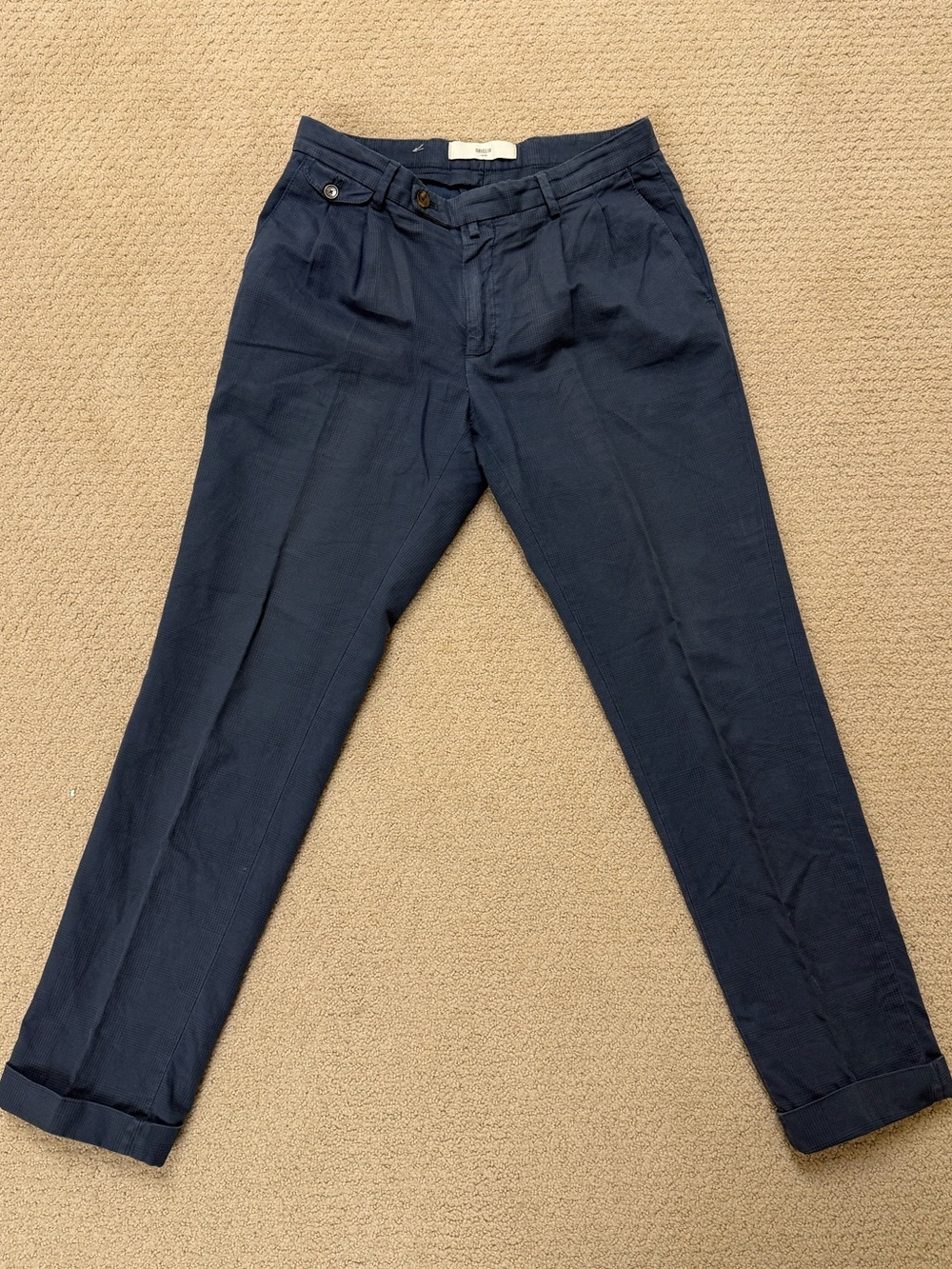 BRIGLIA 1949 Made in Italy Cotton Linen BG02 Tailored Pants in Blue (W30xL29)